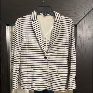 JCREW size small, blue and white, striped cotton lightweight blazer